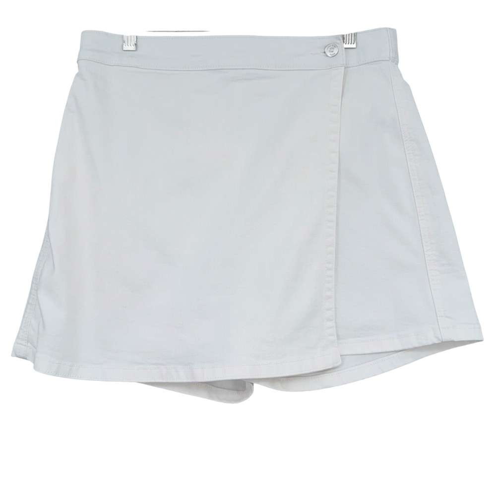 crown & ivy Wrap Front Skort Women 8 Cotton Blend White Preppy
